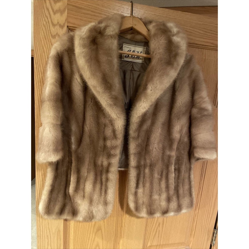 Vintage Brown Fur coat Shawl Wrap in original tayloring bag beautiful small